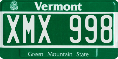 VT license plate XMX998