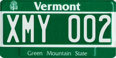 VT license plate XMY002