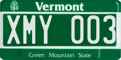 VT license plate XMY003