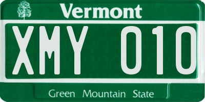 VT license plate XMY010