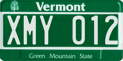 VT license plate XMY012