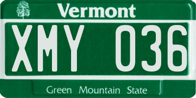 VT license plate XMY036