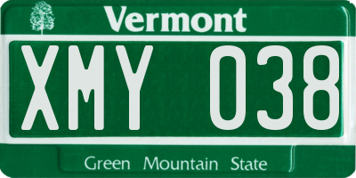 VT license plate XMY038