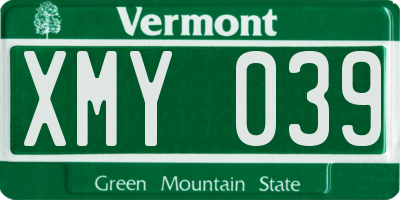 VT license plate XMY039