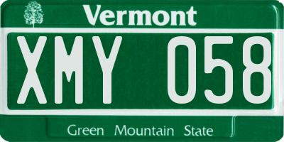 VT license plate XMY058