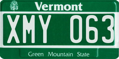 VT license plate XMY063