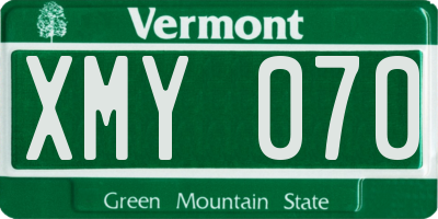 VT license plate XMY070