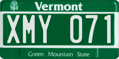 VT license plate XMY071