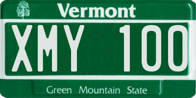 VT license plate XMY100