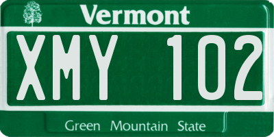 VT license plate XMY102