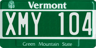 VT license plate XMY104
