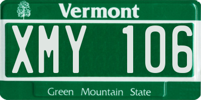 VT license plate XMY106