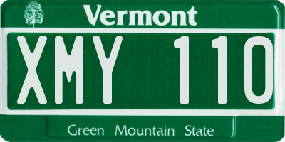 VT license plate XMY110
