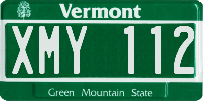 VT license plate XMY112