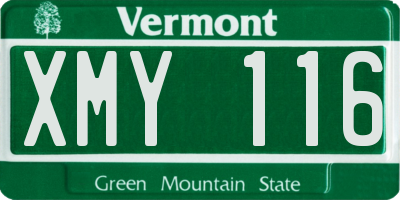 VT license plate XMY116