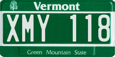 VT license plate XMY118