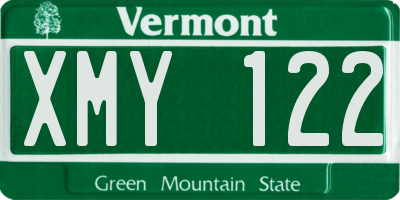 VT license plate XMY122