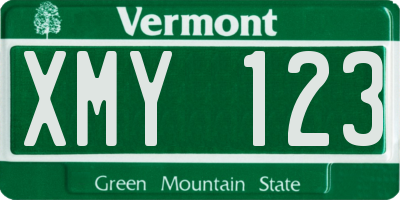 VT license plate XMY123