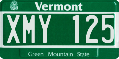 VT license plate XMY125