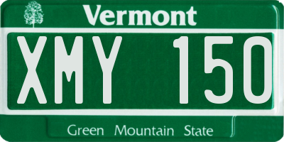 VT license plate XMY150