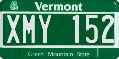 VT license plate XMY152