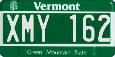 VT license plate XMY162
