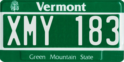 VT license plate XMY183