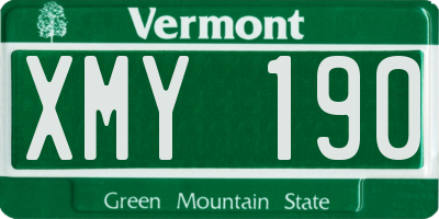 VT license plate XMY190