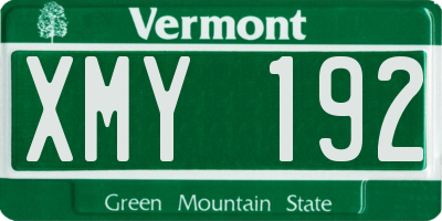 VT license plate XMY192