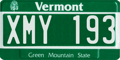 VT license plate XMY193