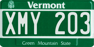 VT license plate XMY203