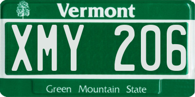VT license plate XMY206