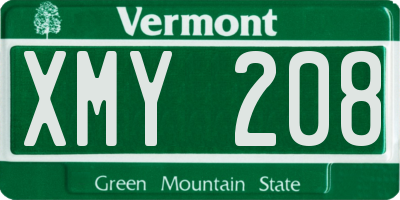 VT license plate XMY208