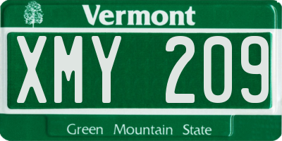 VT license plate XMY209