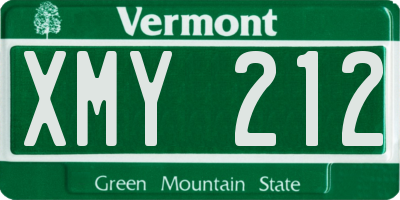 VT license plate XMY212
