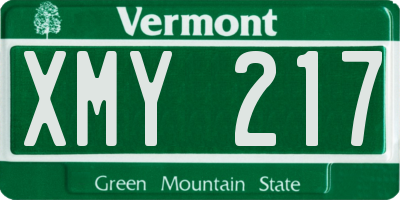 VT license plate XMY217
