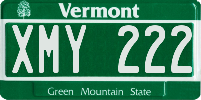 VT license plate XMY222