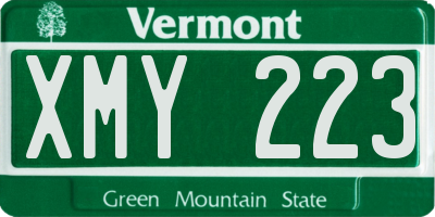 VT license plate XMY223