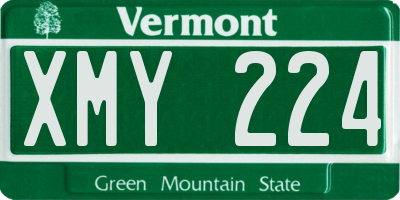 VT license plate XMY224