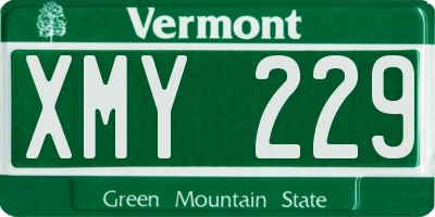 VT license plate XMY229