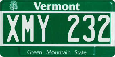 VT license plate XMY232