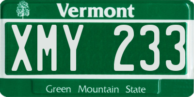 VT license plate XMY233