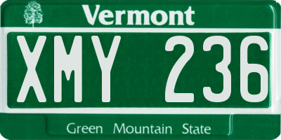 VT license plate XMY236