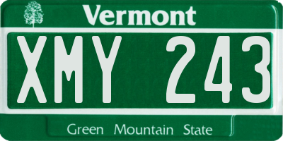 VT license plate XMY243