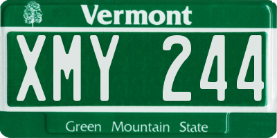 VT license plate XMY244