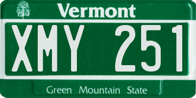 VT license plate XMY251