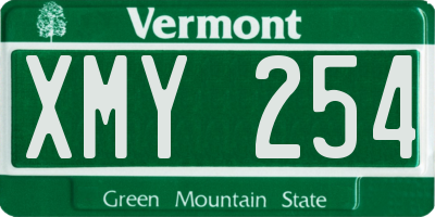 VT license plate XMY254