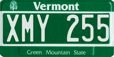 VT license plate XMY255