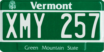 VT license plate XMY257