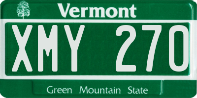 VT license plate XMY270